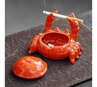 Posacenere in ceramica con coperchio, antivento, per uso interno o esterno, portacenere per fumatori da scrivania, per decorare casa e ufficio