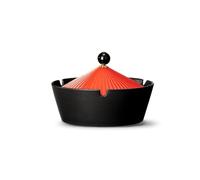 Posacenere in ceramica con coperchio e portacenere antivento e antifumo a forma di cappello, posacenere da tavolo for la decorazione di casa e ufficio.(Black)