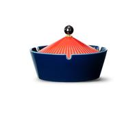 Posacenere in ceramica con coperchio e portacenere antivento e antifumo a forma di cappello, posacenere da tavolo for la decorazione di casa e ufficio.(Blue)