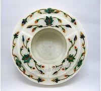 Posacenere in marmo fatto a mano con intarsio in pietra, portacenere decorativo da 12,7 cm, per gli amanti del fumo, regalo per il papà, decorazione da tavolo per ufficio e casa, porta sigari di lusso