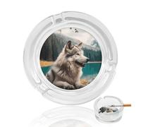 Posacenere in vetro a forma di lupo, divertente e originale, ideale per sigarette, sia per interni che per esterni. Il posacenere per sigari è dotato di 3 tacche ed è un regalo decorativo in vetro pe