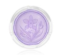 Posacenere in vetro con sigillo di cera viola chiaro ad e orchidea, ideale per sigarette, ideale come decorazione per la casa e l'ufficio.
