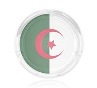 Posacenere in vetro rotondo con stampa bandiera dell'Algeria trasparente per uso interno esterno decorazione posacenere per casa ufficio