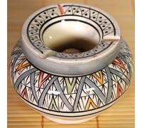 Posacenere marocchino grigio motivi geometrici e berberi realizzato e dipinto a mano - Coperchio antiodore