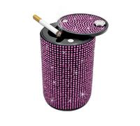 Posacenere Per Auto Con Strass, Posacenere Per Sigarette Senza Fumo Per Auto, Per Donne, Mini Posacenere Portatile Per Auto Con Coperchio Antiodore(Purple)