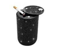 Posacenere Per Auto Con Strass, Posacenere Per Sigarette Senza Fumo Per Auto, Per Donne, Mini Posacenere Portatile Per Auto Con Coperchio Antiodore(Black)