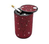 Posacenere Per Auto Con Strass, Posacenere Per Sigarette Senza Fumo Per Auto, Per Donne, Mini Posacenere Portatile Per Auto Con Coperchio Antiodore(Red)
