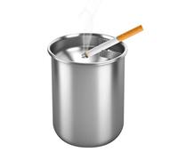 Posacenere per auto, in acciaio inox, antivento, per esterni, senza fumo, con coperchio, per giardino, ufficio, casa, balcone (argento)