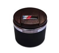 Posacenere per auto per BMW Serie 1/3/5/7 e X1/X3/X5/X6, con luce a LED e coperchio, staccabile e portatile (Venatura del legno)