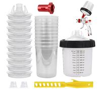 Posacenere per pistola a spruzzo a colori 20 Ounce (600 ml), sistema con 10 tazze e coperchio, 2 spine, 1 tazza rigida con anello di supporto, 1 adattatore M16 x 1,5 e 1 agitatore di colore