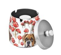 Posacenere per sigarette in acciaio inox con coperchio per casa ufficio decorazione cartone animato boxer cani bianco, posacenere esterno per casa ufficio tavolo esterno senza fumo antivento