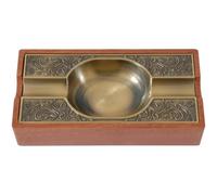 Posacenere Per Sigari Con Serbatoio Di Fumo Di Grandi Dimensioni in Acciaio Inossidabile Con 2 Supporti Vassoio Di Cenere Viaggio Durevole Posacenere in Legno Per Uso Domestico Strumento Per Sigari