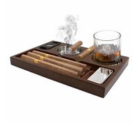 Posacenere per sigari posacenere in legno con tagliabigari porta sigari e supporto per whisky 3 fessure per sigari, accessori pesanti per sigari, per casa, ufficio ed esterni