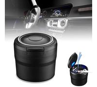 Posacenere per VW Golf 8 Variant/Golf Variant R Wagon, Auto Portatile con Luci a LED, Rimuovere con Coperchio, Posacenere Autoestinguente,A/Black