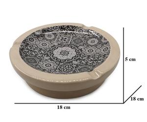 Posacenere Portacenere da Tavolo in Ceramica Decoro Crema 18 x 5 cm