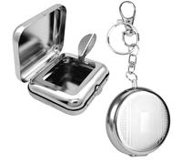 Posacenere Portatile 2 Pezzi, Portacenere Portatile Da Tasca Posacenere Tascabile con Coperchio, Portacenere Portatile Chiuso per Interni In Campeggio In Viaggio,Quadrato+Rotondo