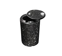 Posacenere portatile con coperchio a prova di odore cristallo diamante auto posacenere per le donne mini auto cestino può ideale per auto casa e ufficio (nero, A)