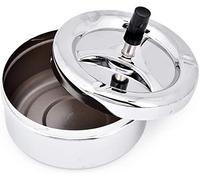 Posacenere portatile in acciaio inox a spinta, portacenere portatile in metallo per fumatori, vassoio per frassino per la decorazione di casa e ufficio