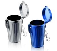 Posacenere Portatile Tascabile, 2 Pezzi Posacenere Tascabile, Posacenere Tascabili, Mini Portacenere Portatile con Portachiavi e Coperchio, Tascabile Portacenere in Metallo, Antiodore Portacenere