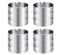 Posacenere, Posacenere Rotondo, Acciaio Inox, Posacenere in Acciaio Inox da 8 cm, Confezione da 12, per Bar, Ristoranti E Camere da Letto, per Uso Interno Ed Esterno