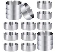 Posacenere, Posacenere Rotondo in Acciaio Inox,Posacenere da Tavolo Moderno,Posacenere in Acciaio Inox da 8 cm, Confezione da 16, per Bar, Ristoranti E Camere da Letto, per Uso Interno Ed Esterno