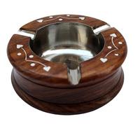 Posacenere realizzato a mano in legno con inserto in acciaio inox, ideale per interni ed esterni