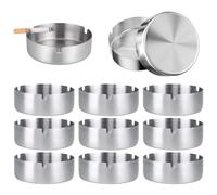 Posacenere Rotondo in Acciaio Inox, 12 Pezzi 10cm Posacenere, Moderno Grande Set Posacenere Moderno, Acciaio Inossidabile, può Essere Utilizzato in Famiglie, Uffici, Ristoranti, Bar