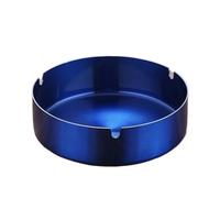 Posacenere rotondo in acciaio inox portatile da tavolo in metallo argentato per fumatori (blu)