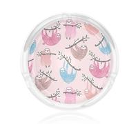 Posacenere rotondo in vetro con stampa bradipo cattivo per casa, ufficio, soggiorno, auto, tavolini da caffè decorativi