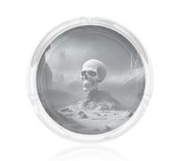 Posacenere rotondo in vetro trasparente bianco con stampa teschio punk 8,4 cm accessorio per casa ufficio patati decorazione domestica