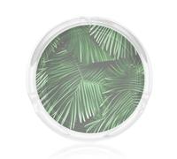 Posacenere rotondo in vetro trasparente con stampa di foglie di palma verde carino 8,4 cm accessorio per casa ufficio patati decorazione domestica