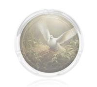 Posacenere rotondo in vetro trasparente con stampa erba e colomba per uso interno ed esterno, posacenere decorativo per casa e ufficio