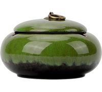Posacenere rotondo smaltato da 1 confezione con coperchio Posacenere per interni ed esterni Posacenere in ceramica Decorazione desktop per la casa Posacenere verde portacenere per auto