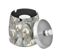 Posacenere rustico a forma di calla, grigio, in acciaio inox, inodore, antivento, con coperchio, per casa, ufficio, patio, balcone, tavolo per sigari, per uomini e donne