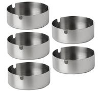 Posacenere, set da 5 pezzi di posacenere rotondi in acciaio inossidabile da 4 pollici con 3 fessure, vassoio per cenere spazzolato e liscio facile da lavare per casa, bar, ristorante e Internet caf