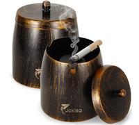 Posacenere Set di 2 da Esterno, Posacenere Retrò in Acciaio Inox con Coperchio per Uso Interno ed Esterno, Posacenere a Vento con Base Antiscivolo per Bar e Balconi da Giardino (XXL)