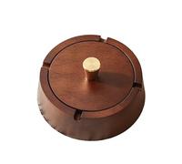 Posacenere Solid Wood Ashtray With Lid, Stainless Steel Inner Liner,Ash Trays For Office Living Room Use,Circular Square Home Decoration Portacenere(ROUND)