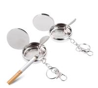 Posacenere Tascabile, Posacenere Portatili, 2 Pezzi Lega di Alluminio Portacenere Portatile da Tasca Antiodore con Coperchio e Anello Portachiavi, Mini Posacenere per Fumatori, Passeggiate e Viaggio