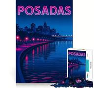 Posadas Paesaggio urbano notturno Puzzle da 1000 pezzi per adolescenti Migliora la memoria Rilassamento mentale Bordi nitidi Regalo creativo (38x52cm)