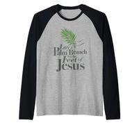Posare Un Ramo di Palma Ai Piedi di Gesù Disegno Tipografico Maglia con Maniche Raglan