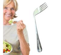 Posate Angolate Anziani - Acciaio 17x3.8cm | Forchetta Storta Cucchiaio | Utensili A Testa Piegata | Supporto Alimentazione Per Malati Di Parkinson Disabilità Manuale E Uso Disabili
