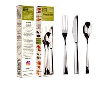 Posate controllo porzione Set di dimensioni ridotte 3pz. Da usare con piatti per dieta, divisori, anelli, rotondi e contenitori per mangiare bocconi più piccoli. Da usare come parte di un programma di perdita di peso dimagrante snello & sano. Controlla l'assunzione precisa di cibo senza contare le calorie, guarda il tuo corpo trasformarsi mentre ti unisci al mondo della nutrizione consapevole. Consigliato per la chirurgia bariatrica post-gastrica. Fai durare ogni pasto 15 minuti. Premium contemporaneo in acciaio INOX 18/10 coltello seghettato, forchetta a quattro rebbi e cucchiaio da dessert, Acciaio inossidabile, Silver, 3 PC Set
