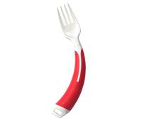 Posate curve - Aiuto da mangiare per adulti, forchetta o cucchiaio curvo disponibile per mano sinistra o destra e nero o rosso (forchetta destra, nero)