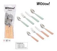 POSATE DA TAVOLA ACCIAIO INOX SET 4 PZ COLTELLO FORCHETTA CUCCHIAIO CUCCHIAINO