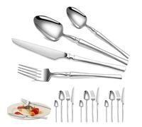 Posate In Acciaio Inossidabile - Forchetta Cucchiaio e Coltello Robusti - Set Da 16 Posate In Acciaio,per Cibo Bistecca Cucina Pranzo Cena Casa Appartamento Cottura Viaggio Campeggio