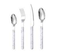 Posate per cena, set di posate francesi | 4 cucchiaini da tè, cucchiai, posate, forchette in acciaio inossidabile - Utensili da servizio da cucina, lavabili in lavastoviglie, da bistecca per ri