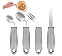 Posate Per Parkinson,4 Pezzi Posate Per Anziani Forchetta Con Cucchiaio Coltello Forchetta,Utensili Adattivi Posate,Posate Parkinson Con Utensili Per Reumatismi,Disabili,Mancini,Artrosi