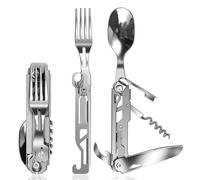 Posate Pieghevoli, Multifunzionali 5 in 1 Posate Campeggio, Posate Da Viaggio In