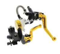 Posatoio Leva Freno Moto Leve Freno Frizione Alluminio Universale Cilindro Maestro Serbatoio Set Cavo Idraulico Per APRILIA RS50 1999-2005 Freno(Gold)