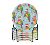 Posavasos Para Mesa - Set di 6 sottobicchieri assorbenti, con supporto, assorbenti, motivo: pappagallo, colore: blu